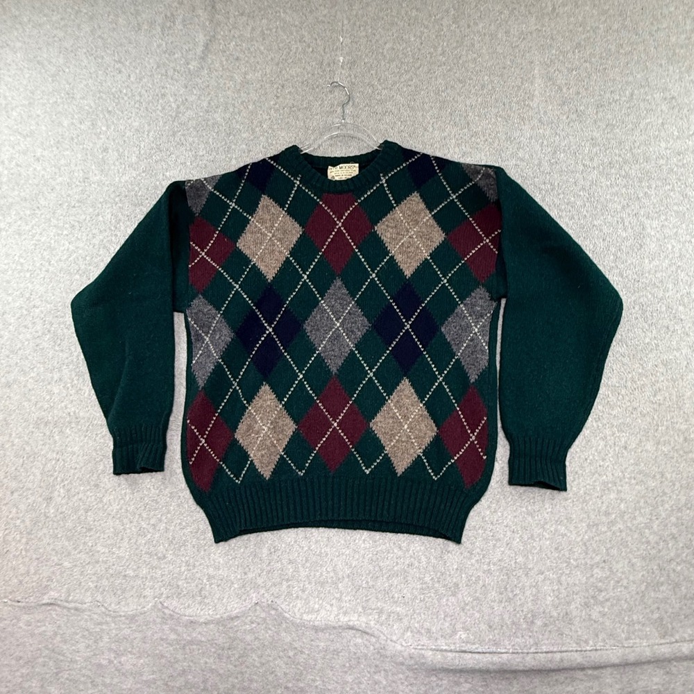 The Moors Lord Jeff Argyle Sweater Mens L 80s Shetland Wool Ireland Vintage